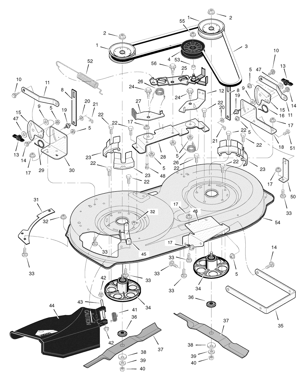 Mower Housing Diagram and Parts List for 405606X50B 2006 Briggs and Stratton Lawn Tractor